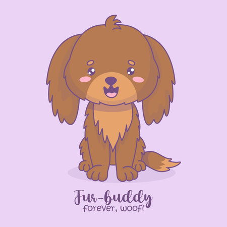 Funny brown dog. Cute cartoon kawaii character animal. Vector illustration. Kids collectionのイラスト素材