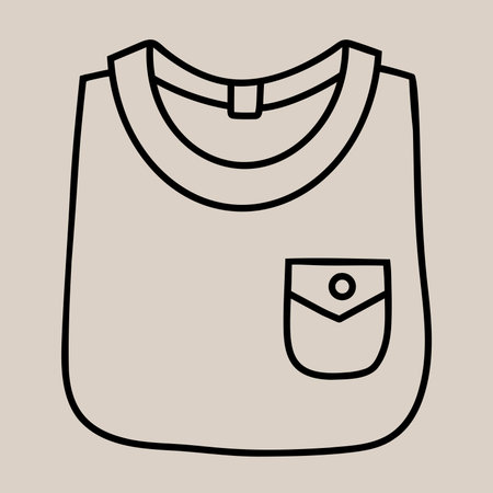 Outline Rolled-Up T-Shirt with pocket. linear hand drawing of folded clothes. Vector illustration.のイラスト素材