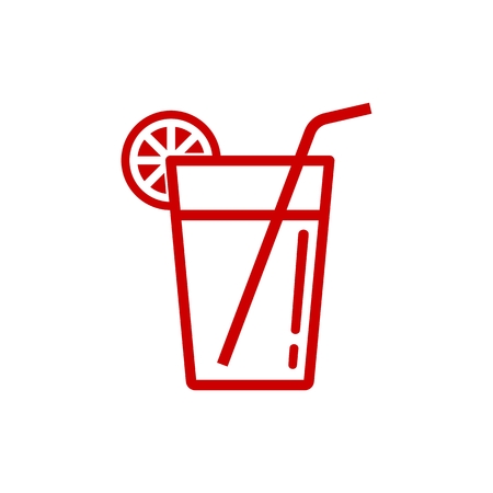 Lemonade Beverage Glass Simple Line Icon isolated on plain background.のイラスト素材