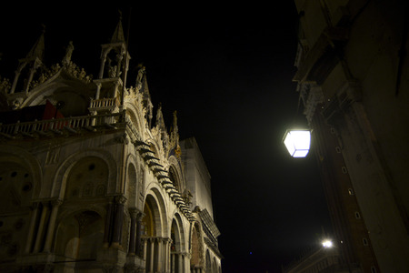 Venice in Italy, Basilica di San Marco by nightの写真素材