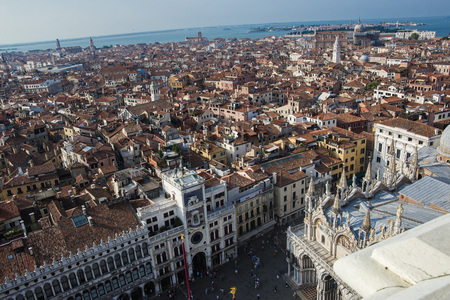 Aerial panoramic cityscape view on San Marco square in Veniceの写真素材