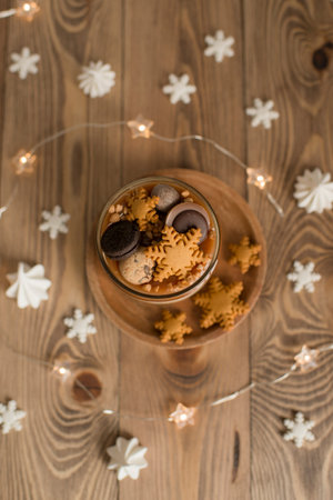Baking in a glass jar on the tableの写真素材
