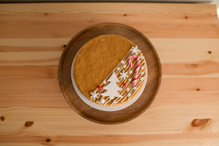 Christmas pastries in a cup on a wooden table
