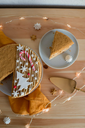 Christmas pastries in a cup on a wooden table