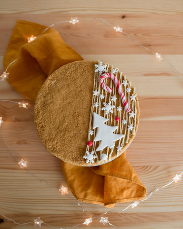 Christmas pastries in a cup on a wooden table