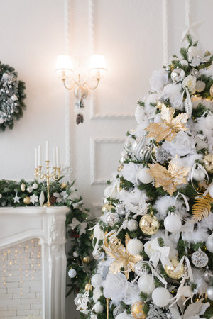 Festive decoration of the room in the Christmas styleの写真素材