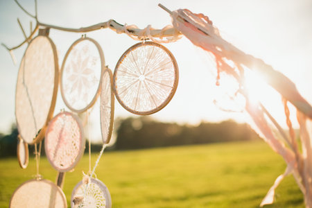 Wedding Decoration with Dreamcatcher - Vintage filter effectの写真素材