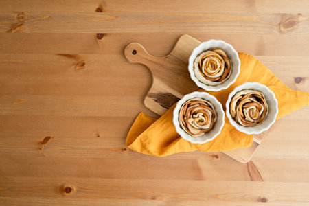 Homemade cinnamon rolls on a wooden background. selective focus.の写真素材
