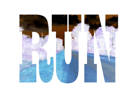 Double exposure landscape with text. の写真素材