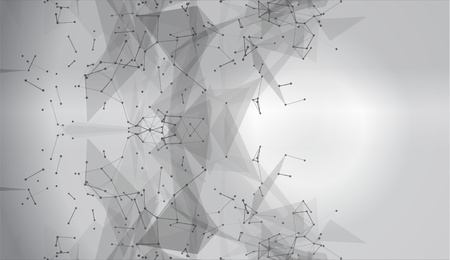 Virtual abstract background with particle, molecule structure. Genetic and chemical compounds. Space and constellations. Science and connection concept. Social network. Blurry soft creative vector.の写真素材