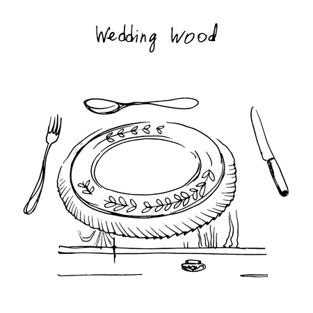 Set of wedding vintage design elements, designers toolkit.  Vector illustration.のイラスト素材