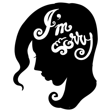 Handdrawn inspirational and encouraging quote. Be perfect. Vector isolated typography design element for greeting cards, posters and print invitations. Girl silhouette, woman portrait, woman thinkingのイラスト素材