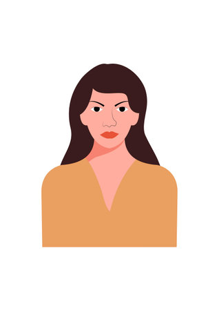 Female avatar profile picture for social network with half turn. Fashion and beauty. Bright vector illustration in trendy style.のイラスト素材