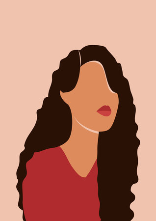 Beautiful woman portrait. Vector flat illustration. Avatars for social networks. Vector flat illustration.のイラスト素材