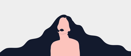 Woman portrait for avatar. Collection of user profiles. Half body woman icon. Colorful flat vector illustration.のイラスト素材