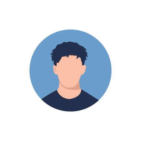 Round profile image of male avatar for social networks with half circle. Fashion vector. Bright...