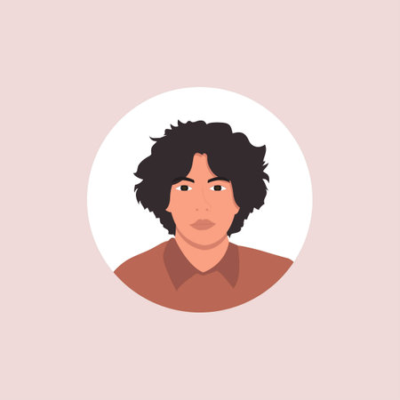 Profile image of male avatar for social networks with half circle. Fashion vector. Bright vector illustration in trendy style.のイラスト素材