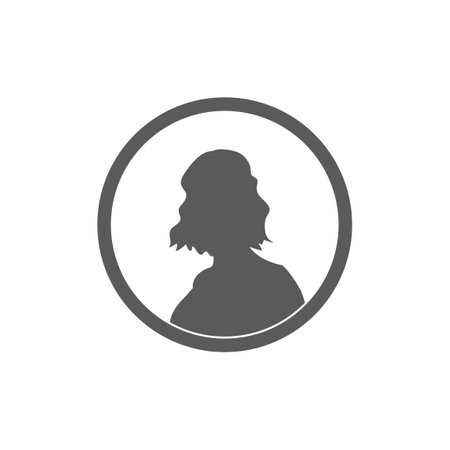 Monochrome female avatar silhouette. User icon vector in trendy flat design.のイラスト素材
