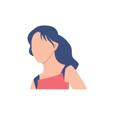 Half body beautiful woman colorful portrait. Avatars for social networks. Vector illustration in flat style.のイラスト素材