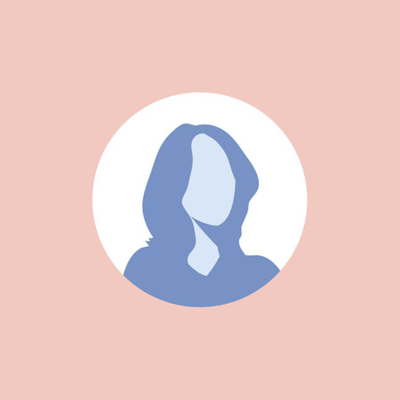 Profile image of female avatar for social networks with half circle. Fashion vector. Bright vector illustration in trendy style.のイラスト素材