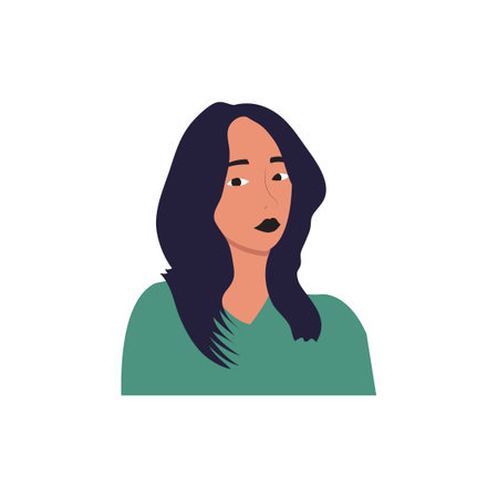 Profile image of female avatar for social networks with half circle. Fashion vector. Bright vector illustration in trendy style.のイラスト素材