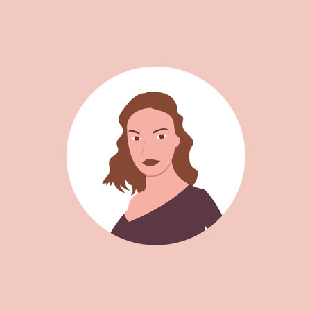 Beautiful woman face in circle. Vector illustration in flat style.のイラスト素材