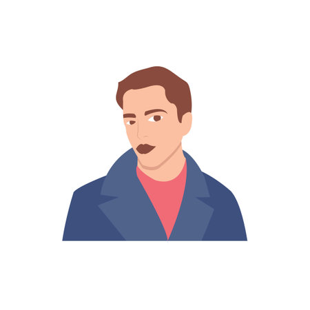 Young man in coat. Male character in flat style. Vector illustrationのイラスト素材