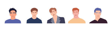 Set of avatars of men in flat style. Vector illustration.のイラスト素材