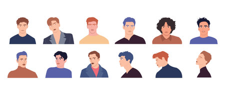 Avatar men design, Boy male person people human social media and portrait theme Vector illustrationのイラスト素材