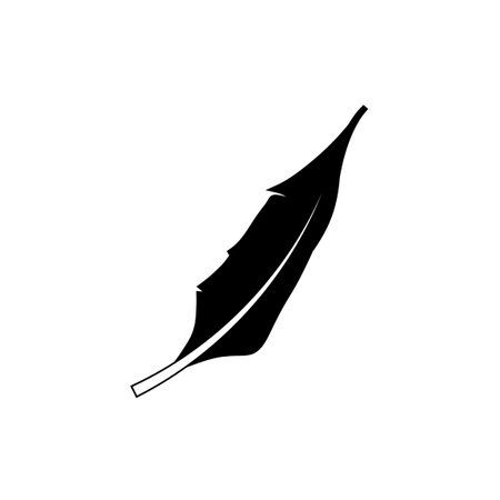 feather icon. Black and white illustration. Flat design style.のイラスト素材