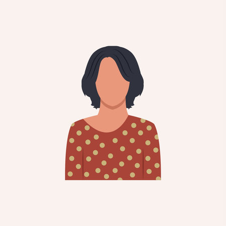 Woman portrait with polka dot pattern. Flat style vector illustration.のイラスト素材