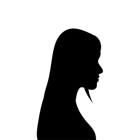 Vector silhouette of a woman's head on a white background. Symbol of beauty and fashion.のイラスト素材