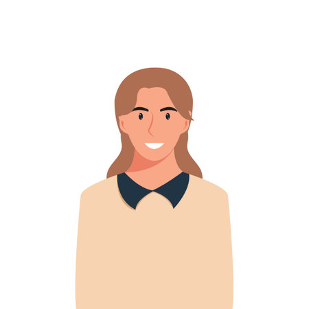 People's faces of woman with happy smiling humans. Avatars. Set of user profiles. Colored flat vector illustrationのイラスト素材