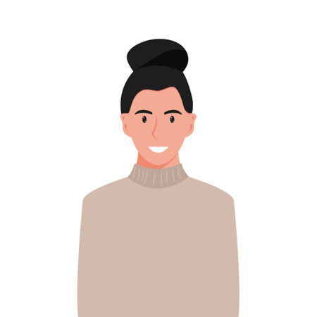 People's faces of woman with happy smiling humans. Avatars. Set of user profiles. Colored flat vector illustrationのイラスト素材