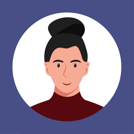 Circle the avatar with the face of a young person. Portraits of women of various races and hairstyles. Collection of user profiles. Round icon with happy smiling human. Colorful flat vector illustration.のイラスト素材