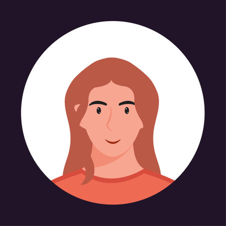 Circle the avatar with the face of a young person. Portraits of women of various races and hairstyles. Collection of user profiles. Round icon with happy smiling human. Colorful flat vector illustration.のイラスト素材