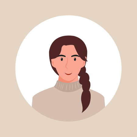 Circle the avatar with the portrait women of various races and hairstyles. Collection of user profiles. Round icon with happy smiling human. Colorful flat vector illustration.のイラスト素材