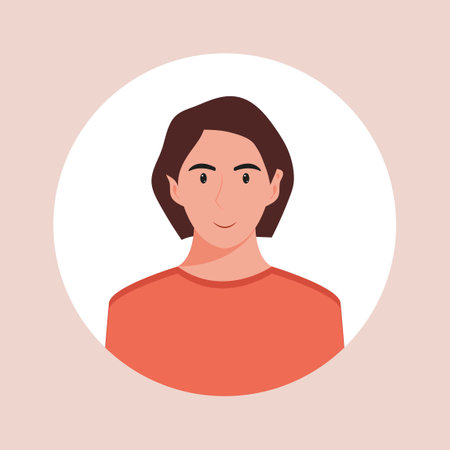 Circle the avatar with the portrait women of various races and hairstyles. Collection of user profiles. Round icon with happy smiling human. Colorful flat vector illustration.のイラスト素材