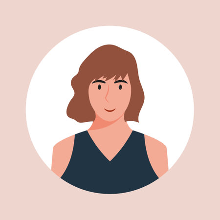 Circle the avatar with the portrait women of various races and hairstyles. Collection of user profiles. Round icon with happy smiling human. Colorful flat vector illustration.のイラスト素材