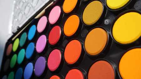 Close up of colorful eyeshadow palette for professional make-up