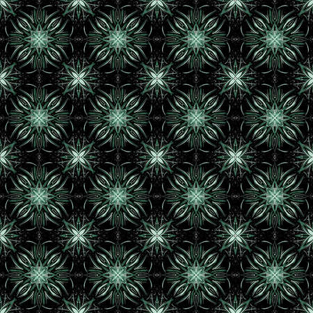 seamless abstract pattern of green color on black backgroundの写真素材