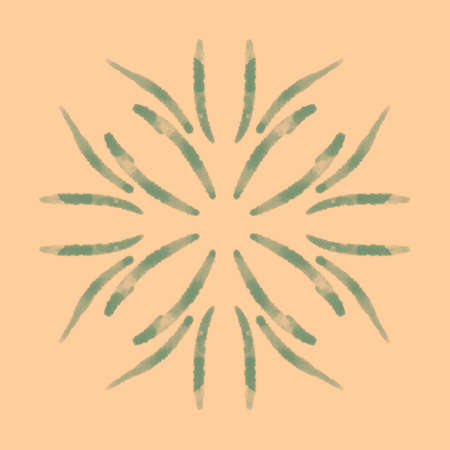 abstract pattern green lines flower motif on black backgroundの写真素材