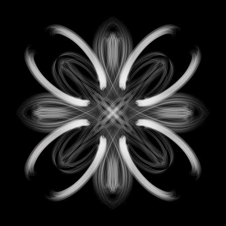 illustration of a flower with white lines on a black backgroundの写真素材