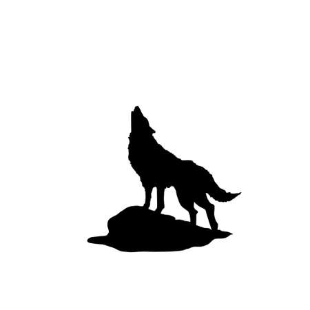 black and white sketch silhouette of a wolfの写真素材