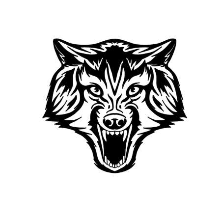 A drawing of a face wolf . Black illustration.の写真素材