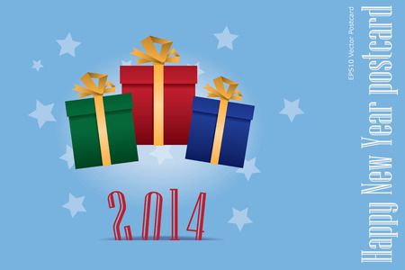 New year vector postcard with gift boxesのイラスト素材