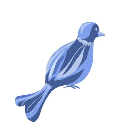 Stylized motif bird isolated on the white background. Vector illustration for greeting, wedding, pattern design. Ornate. Indigo, blue, dark blueのイラスト素材