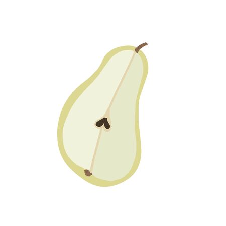 Cut in half pear isolated on the white background. Vector illustration. fresh juice. object for design menuのイラスト素材