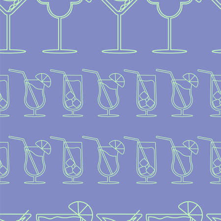 line alcohol cocktails. pattern for party alcoholic. vector illustration seamless backgroundのイラスト素材