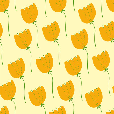 orange flowers. vector endless pattern. summer illustration. floral background for print. simple objectのイラスト素材